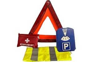 RMY Kit Gilet Jaune et Triangle de signalisation - Norme CE, Gilet Jaune,Triangle de signalisation, Trousse de Premiers Secours, Disque de stationnement, Premiers Secours en Cas d'accident