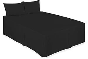 ARLINENS Luxury Plain Dyed Poly Cotton Platform Base Valance Sheet in Following Colours and Sizes (SINGLE, BLACK)