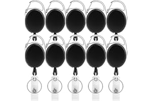 Kesote Wysuwany uchwyt na plakietkę metalowy kołowrotek klips breloczek do uchwytów na identyfikatory (opakowanie 10 szt.)