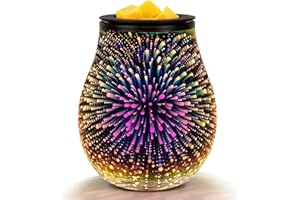 EQUSUPRO Electric Wax Melt Burner Warmer Scented Wax Burner Fragrance Oil Burners with PTC Stable Heating Night Light Wax Melter for Home Office Bedroom Gifts (3D Firework）