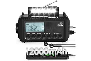 Roxicosly Kurbelradio, Notfallradio mit 12000mAh Power Bank, AM/FM/SW Radio, Kurbel & 5-Wege Emergency Radio mit Weltempfänger, Als Taschenlampe & Ladegerät, für Outdoor, Camping, Wandern