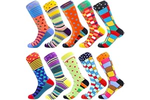 BONANGEL Chaussettes amusantes pour homme, colorées et amusantes à motifs, en coton peigné, chaussettes de bureau, mi-mollet cool, design unique et frappant