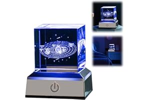 TOWEBOORY 3D Planeten Kristallkugel, Nachtlicht Galaxie Mit LED Bunte Basis, USB-Datenkabel, Astronomie Geschenke Planeten Modell Für Schreibtischdekoration