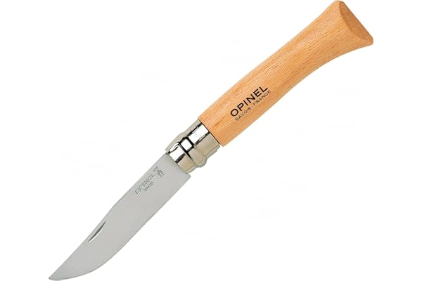 OPINEL - N°09 Couteau de Poche en Blister - Lame 9 cm Acier Inox, Manche Bois de Hêtre, Usage Quotidien, Bague de Sécurité Virobloc - Fabrication Française