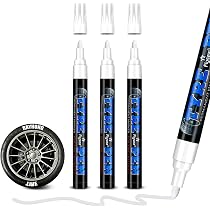Pack De 4 Stylos De Retouche Pour Pneus Blancs - Marqueur Étanche Et Résistant Pour Voiture, Moto Et Caoutchouc