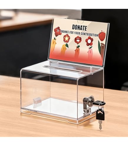 Acrylic Tip Jar - 6"x4"x5" Clear Tip Box With "We Appreciate Tips" Sign, Wall Mount Or Countertop, For Bartenders & Servers