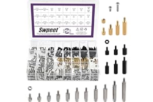 Swpeet Carbon Steel Standoff Male Female Metric Thread (N3) 24 Größen 3 Material Eisen vernickelt Messing oder Nylon Hex Abstandshalter Abstandsschraube Mutter Assortiment Kit,