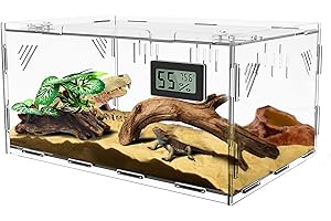 OIAKZ Terrarium pour Reptiles avec hygromètre de température, boîte d'élevage en Acrylique pour Reptiles et Insectes à Domicile, 30 x 20 x 15 cm
