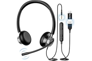 New bee Cuffie PC Computer Headset con microfono Business Headset USB Type-C 3.5 mm per Call Center Office Telefonconferenze Skype Chat Webinar Presentazioni online