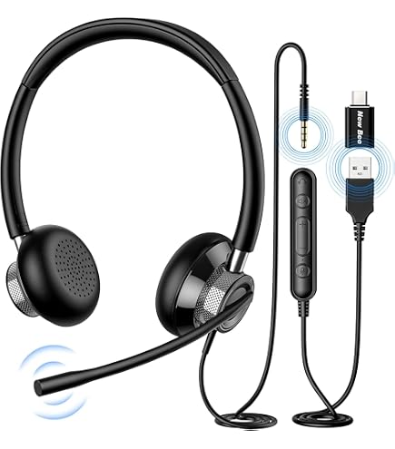 Casque Stéréo Avec Micro MCL - Contrôle Volume Intégré, Connexion Double Jack 3,5 Mm, Câble 1,8 M