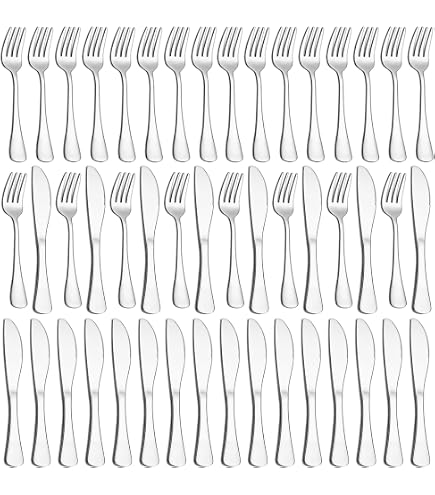 Set di 144 posate resistenti in plastica argentata di alta qualità, 48 pezzi per ciascun tipo, riutilizzabili, perfette per feste