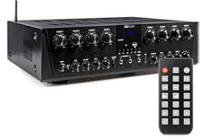 Power Dynamics PV280BT Verstärker mit Bluetooth - 8 Kanal Bluetooth-Receiver mit 800 Watt Leistung, MP3-Player, FM Radio - für Karaoke geeignet, inklusiv Fernbedienung - Schwarz