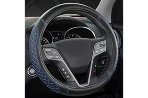 GIANT PANDA Funda para Volante de Piel sintética, Compatible con Volantes Redondos, Acolchado de Diamante+Azul