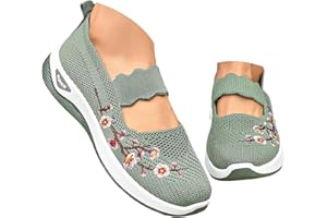 DFSDJEUW Trainers for Women Wide Fit Wedge Walking Sneakers Casual Fashion Non Slip Walking Shoes Lightweight Low Top Lace Up Slip on Orthopedic Trainers Breathable Mesh Arch Support Footwear