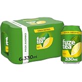 Fuze Tea Original Flavor, Soft Drink Iced Tea Lemon, 330 ml Cans, Pack 6 | Black Tea Extract Drink with Lemon - Ready to Drin