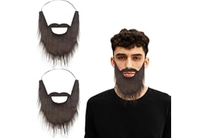 UILYNIU Lot de 2 Fausses Barbes, Moustache présidentielle, Fausse Barbe de fête, Barbe Amusante, Barbe du Père Noël, Fausses Barbes pour Hommes,rassemblements, Accessoires de Cosplay (Marron)