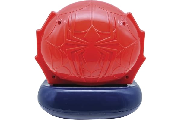 Lexibook Marvel Spider-Man Peter Parker, Radio réveil projecteur, Veilleuse intégrée, Projection de l'heure au Plafond, Effets sonores, à Piles, Bleu/Rouge, RP500SPLXB