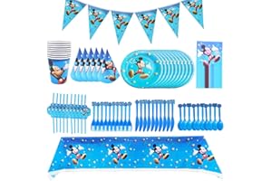 BESTZY Partygeschirr, Gebutstag Party Set Minnie Kindergeburtstag Deko Set Messer und Gabel zum Kindergeburtstag Papierservietten Und Partystrohhalme für Hochzeit Jubiläum Geburtstag