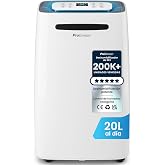 Pro Breeze Dehumidifier 20L Anti-Humidity, Silent Dehumidifier for Rooms up to 30 m&sup2;, Removable Reservoir, Continuous Drain,