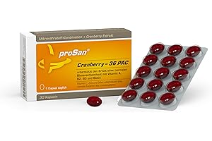 ‎PROSAN proSan Cranberry-36 PAC (30 Kapseln) | 3x stark: 36 mg Cranberry-PAC + Mikronährstoffe für die Blasenschleimhaut und das Immunsystem | nur 1 Kapsel täglich | Qualität aus Deutschland