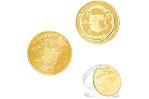 Beiyan Zahnfee Münzen, Zahnfee Geschenke für Mädchen Junge, 2 Stücke Zahnfee Goldtaler, Tooth Fairy Coins, Goldmünzen Kinder für Verlorenen Zahn Kinder Geschenke Souvenir