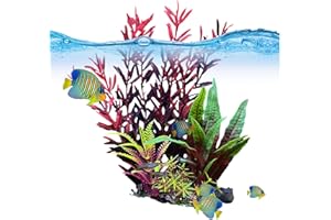 Piante artificiali per acquari - Piante finte per acquari realistici per la decorazione,Decorazione per acquari di pesci rossi e tartarughe per acquari domestici, acquari di ristoranti, laghetti Woteg