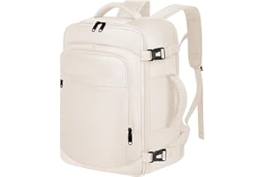 ENZOSUM Bagaż podręczny, plecak, bagaż podręczny, plecak do samolotu, mały plecak podróżny pod siedzeniem, bagaż podręczny, torba na weekend, krótki torp, dla mężczyzn i kobiet, czarny, beżowy, 40x20x25cm