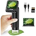 LCD Handheld Digital Microscope,800x Pocket Portable Microscope for Kids with LED Lights,USB to PC Including SD card and sample slides