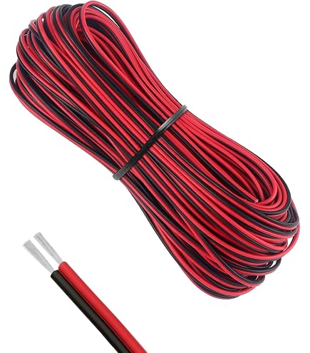 20 AWG 2-adriges Kabel, 7,62 M – Verzinntes Kupfer, PVC-Mantel, Für LED-Streifen, Beleuchtung, Auto