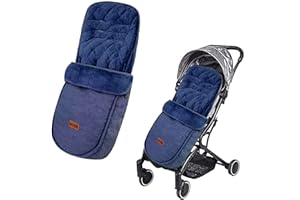 Milkiwai Footmuff, Cosy Toes for Pram Fashion Blue Denim Fabric, Pushchair Footmuff Universal Drawstring Footmuff Four Zipper Footmuff（Short）