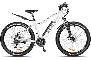 ROCKSHARK HILAND 26/27.5 Zoll E-Bike Elektrofahrrad Mountainbike Fat Tire Elektrofahrrad E-Mountainbike Heckmotor 250 W, 21 Gang Shimano, mit 10.4Ah Lithium-Akku, Lock-Out-Federgabel & Beleuchtungsset