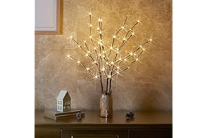 ‎EAMBRITE Eambrite 3er Set Lichterbaum Aussen Innen 60LEDs wasserdichte Lichterzweige 76CM Warmweißes Zweiglicht Braun mit Netzstrom Betriebene LED Lampe Zweige Dekoration für Weihnachten Ostern Deko Halloween