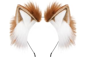 ZFKJERS Handgefertigtes Fell Fuchs Katzenohren Stirnband Fursuit Kopfbedeckung Cosplay Kostüm Party Zubehör