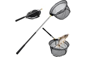 CAKEFLY Fishing Net Telescopic Foldable Fishing Landing Net Extendable Long Handle Catching Releasing Nets Fishing Accessories Butterfly Fish Shrimp Catcher for Outdoor Beach Garden Exploration