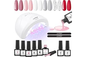 SPTHTHHPY kit verni semi permanent Lampe LED 48W + Semi Permanent Vernis à ongle en 6 Couleurs，Kit de démarrage complet，Nail Art Débutants Kit Manucure