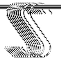 12 Pack Heavy Duty S Hooks - Stainless Steel, 3.15 Inch, Rust Resistant For Kitchen, Garage, Garden-1061099