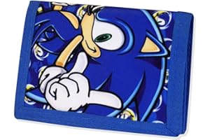 Sonic The Hedgehog Gifts Kids Wallets for Boys & Girls, Velcro Trifold Purses with Zip & Pound Coin Holder - Perfect for Childrens Wallet!
