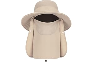 TAGVO Sombreros de Pesca para Hombre Mujer con Cubierta de Cuello Desmontable, Gorros de Pescador con Protección UPF 50+, Sombreros y Gorras de Sol Plegables para Cámping Excursionismo Caminando
