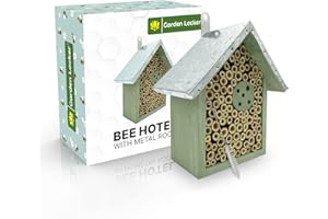 REPEAK Wild Bee House Insect Home Bug Hotel in Green with Metal Roof Small Bug House Gift Box Attracts Bees, Butterflies & Many Other Bugs, Insects Bee - Birthday Gifts Great for Him