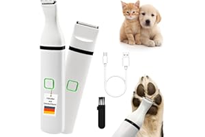 Alpenstern® Profi Pfotentrimmer für Hunde und Katzen - Hundepfoten Trimmer leise Schermaschine Hundeschermaschine Rasierer für Augen, Ohren, Fell - starker Motor und Akku - mit USB-C