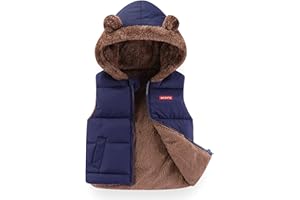JiAmy Baby Boys Girls Warm Gilet Padded Winter Toddler Fleece Hooded Vest Bear Ears Kids Sleeveless Waistcoat Jacket Thick Windproof Outerwear 18 Months-6 Years