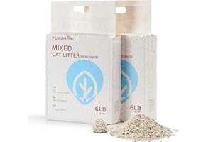 FUKUMARU Tofu żwirek dla kota 5,4 kg – żwirek dla kotów, tofu i bentonit, bezpyłowy i łatwy do zgrudek, kontrola zapachu (biała herbata), można spłukać toaletę.