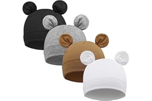 DRESHOW 4 Stücke Unisex Mütze Hut Junge Mütze Frühling Mützchen Kleinkind Wendemütze Jersey Slouch Beanie Bekleidung Unisex Infant Hut Kindergarten Mütze