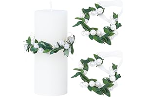 WWISTOA 2 Stück tropfschutz kommunionkerze，Kerzenringe Kleine Künstliche Kränze Tropfenfänger für Kerzen，4-5 cm Durchmesser Dekokränze Dekorative Kerzenkränze für Kommunion Taufe Hochzeiten. (Große Perle)