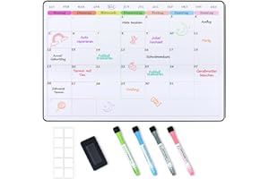 ‎POPRUN POPRUN Abwischbar Magnetisch Monatsplaner/Wochenplaner Whiteboard Magnettafel Kühlschrank, Familienplaner,Planungstafel,Monatskalender,Memoboard,Terminplaner 42 x 28 cm wiederverwendbar auf Deutsch