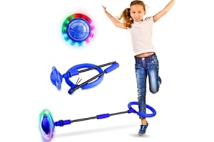 EKKONG Skip Ball Lumineux Pliable Saut Anneau Ballon Boule Rebondissante Lumineuse Cheville Elastique Enfant Jouet Sauteur pour Sport D'intérieur, Extérieur (Bleu)