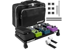 STRICH - Pedalera de guitarra de aleación de aluminio, 1,2 libras, superligera, 38,1 x 22 cm, con bolsa de transporte, MINI+ 15