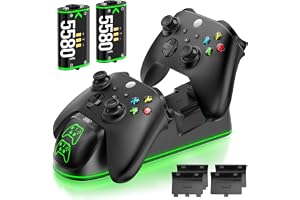 OIVO Laddningsdocka för handkontroll med 2 x 5580 mWh uppladdningsbara batteripaket för Xbox One/Xbox-serien X/S, dubbel xbox