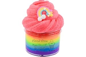 ROWECVCE Fluffy Rainbow Cloud Slime, Colorful Scented Slime Kit for Kids Party Favor, Soft and Gentle, With Cute Rainbow Slime Charms, Stress Relief Putty Toy for Girls and Boys