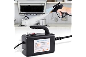 YUCHENGTECH 2600W Limpiador de Vapor de Mano alta Presion,3.5 bar,100 grados de alta Temperatura,3 Tipos de Cabezales de Cepillado,Menaje de Cocina, Azulejos, Persianas,No Apto para Suelos, negro